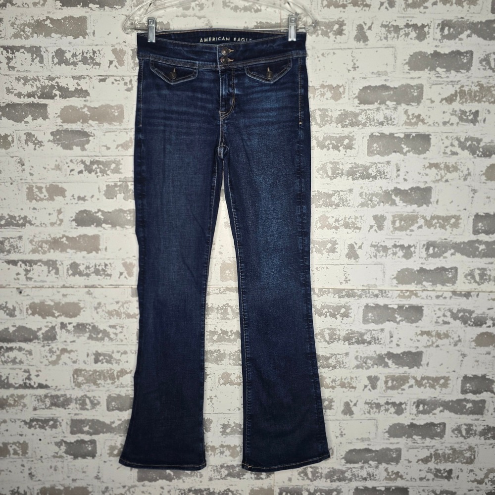 American Eagle Kick Boot Jeans Womens 2 Regular Dark Wash Next Level Stretch